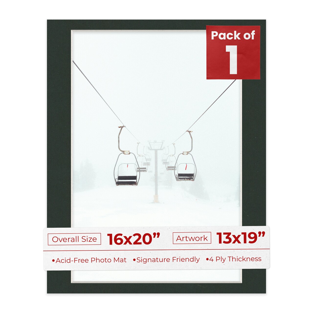 Textured Black Mat Board for 16x20 Frames - Fits 13x19 Photos